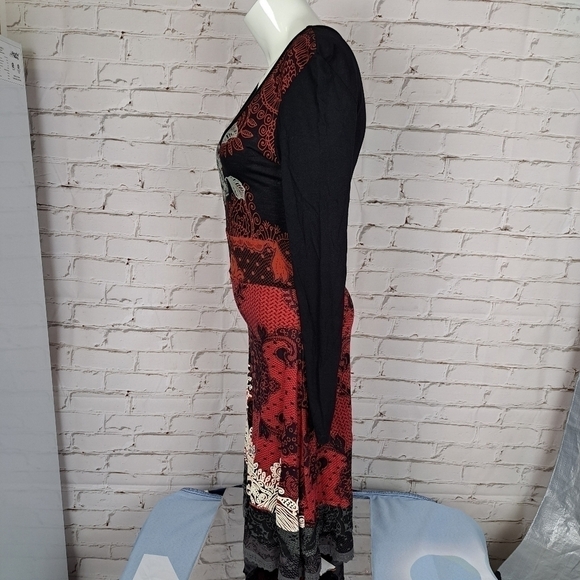 DESIGUAL Women’s Black Red Printed Dress - Picture 5 of 11